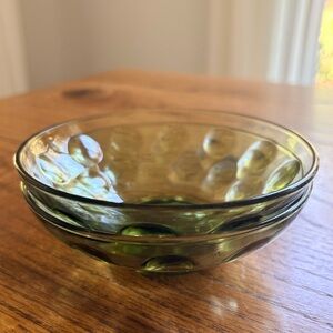 Set of 2 Vintage Hazel Atlas El Dorado Green Glass Berry Dessert Bowls